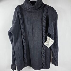 VTG Jason Maxwell Womens Sz S Gray Cable Knit Turtleneck Sweater Heavy Cozy Warm